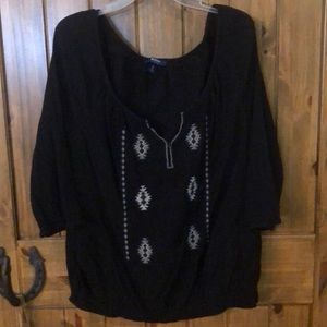 Old Navy Black Aztec Blouse